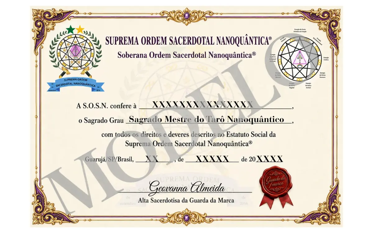 Imagem de certificado associado à formação do Tarô Nanoquântico®